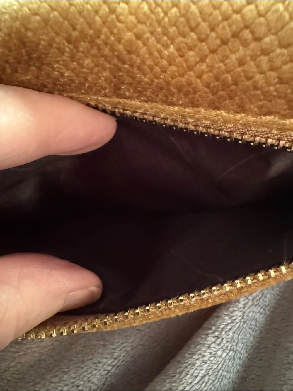 Madison West Gold Velvet Envelope Crossbody/ Clutch - Women Bags